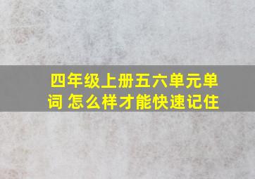 四年级上册五六单元单词 怎么样才能快速记住